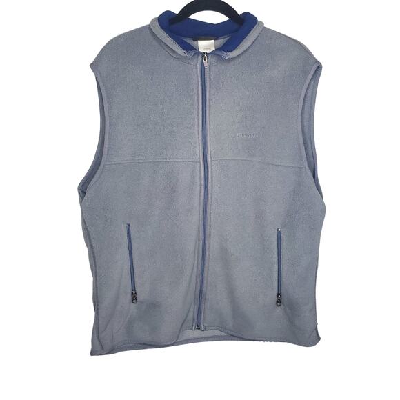 Patagonia Synchilla Men's Grey Vest with Zippered Pockets Large Navy Trim VTG - Picture 1 of 13